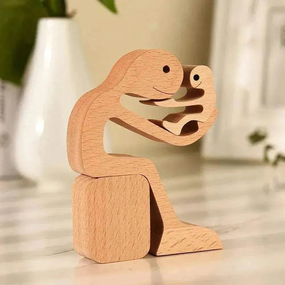 DIY Figurine Wood Dog Ornament Sculpture Home Decoration A Man A Dog Wood Sculpture Christmas Gifts Model Decor - Velora