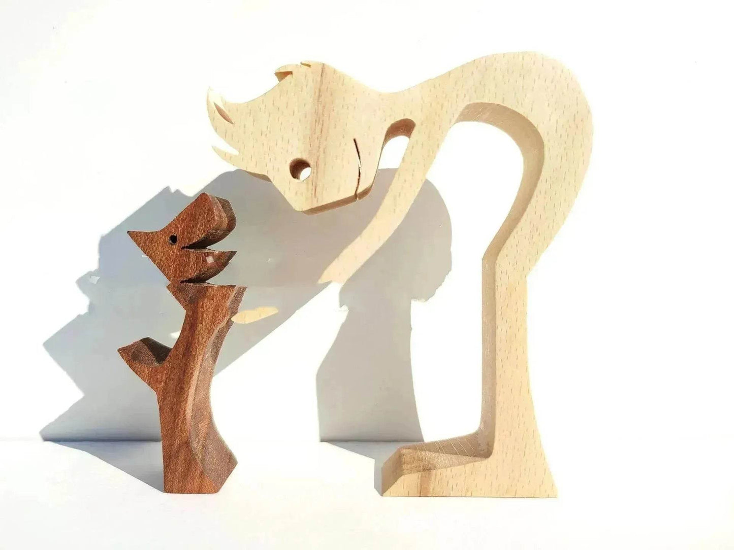 DIY Figurine Wood Dog Ornament Sculpture Home Decoration A Man A Dog Wood Sculpture Christmas Gifts Model Decor - Velora