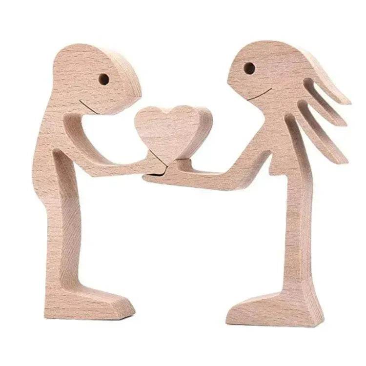 DIY Figurine Wood Dog Ornament Sculpture Home Decoration A Man A Dog Wood Sculpture Christmas Gifts Model Decor - Velora