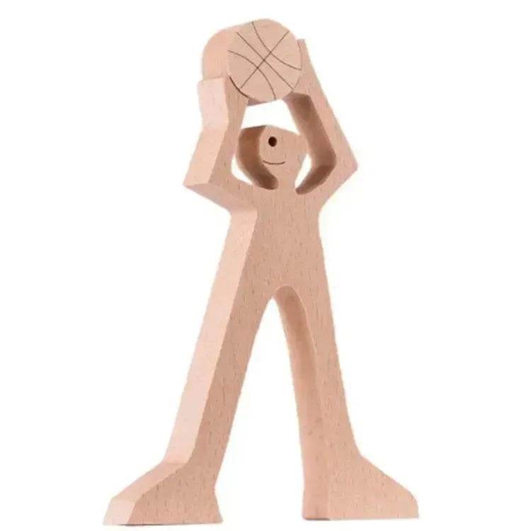 DIY Figurine Wood Dog Ornament Sculpture Home Decoration A Man A Dog Wood Sculpture Christmas Gifts Model Decor - Velora