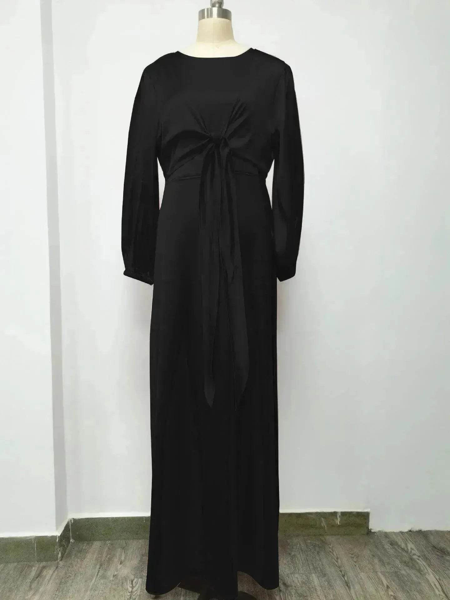 Dubai Middle East Kaftan Abaya Turkey Satin Dress. - Velora