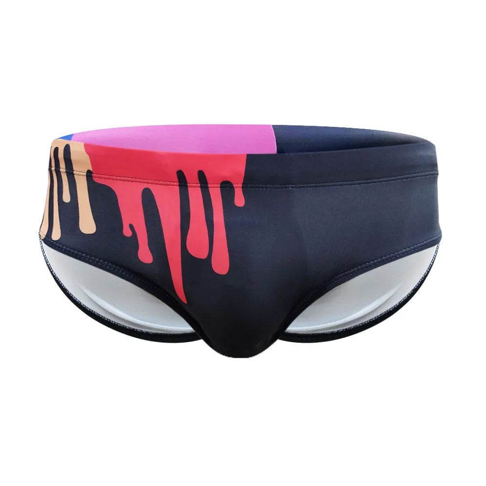 Men's Underwear Solid Color Printed Tape Cup Swim Briefs trunks