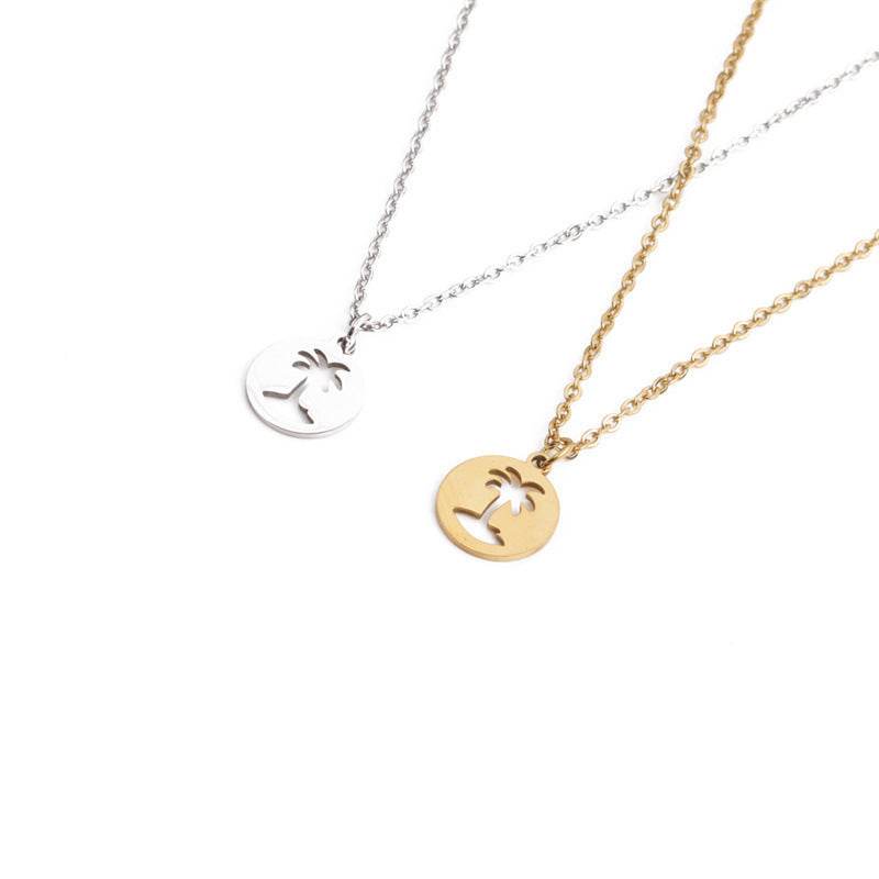 Titanium Steel Hollow Coconut Tree Pendant Neck Accessories Unisex - Velora