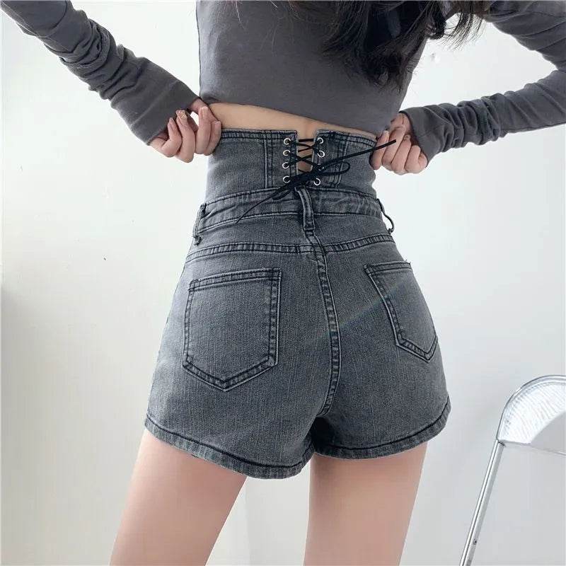 Summer High Waist Denim Rope Shorts For Women - Velora