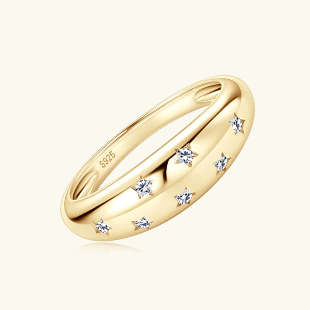 925 Sterling Silver Inlaid Moissanite Star Ring https://like2b-uy