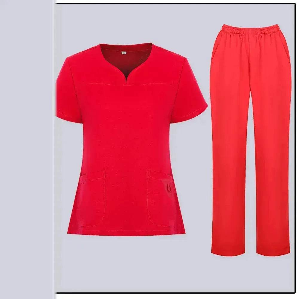 Women Nurse Uniform Female - Hospital Nurse Costume - V Neck Top Pants Set - Velora