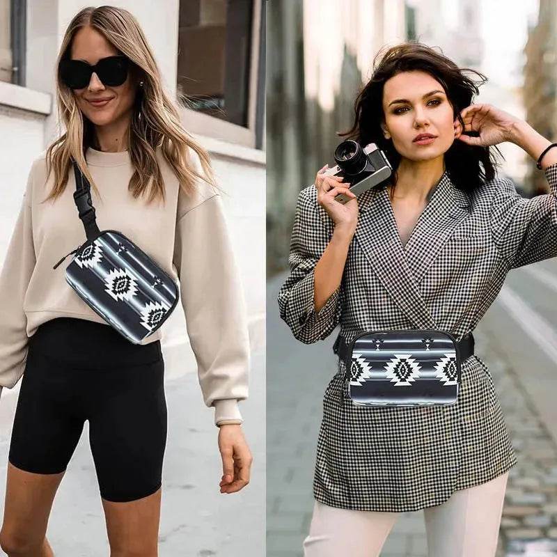 New Bohemian Print Waist Bag With Adjustable Shoulder Strap Fashion Casual Outdoor Running Crossbody Waist Bag For Women - Velora