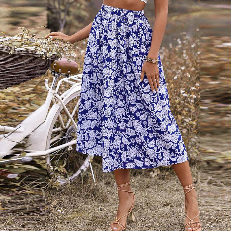 New Spring And Summer High Waist floral Midi Skirt - Velora