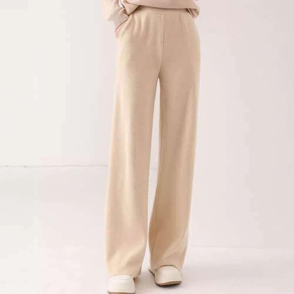 High Waist Casual All-match Knitted Mop Trousers Thickened - Velora