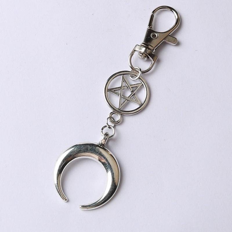 Crescent Alloy Keychain Pentagrammoon - Velora