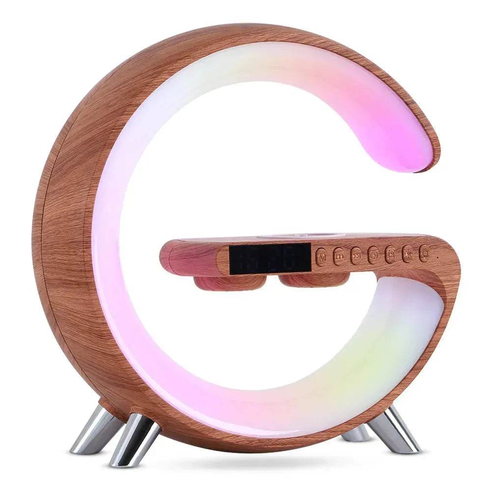 G shaped Wireless Phone Charging Night LED Lamp Bluetooth Speaker - Velora