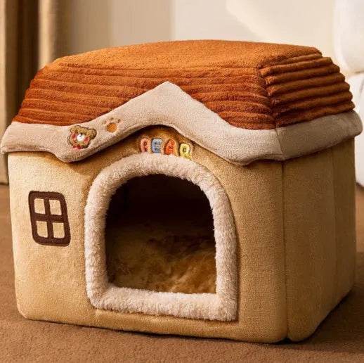 Foldable Dog House Pet Cat Bed Winter Dog Villa Sleep Kennel Removable Nest Warm Enclosed Cave Sofa Pets Supplies - Velora