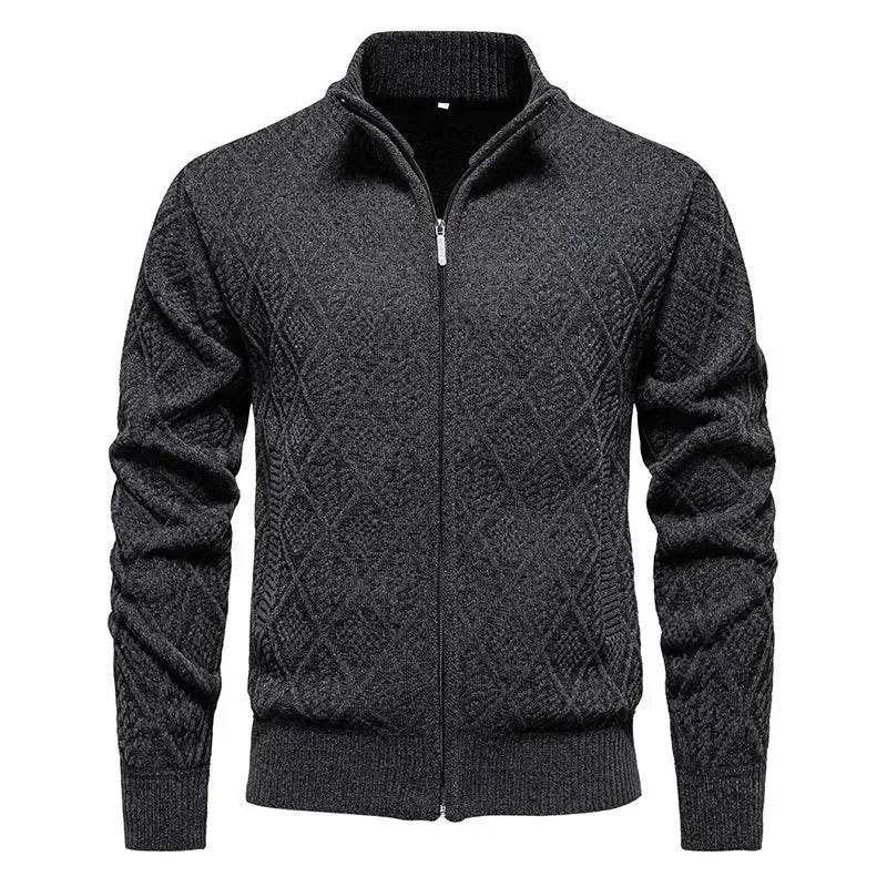 2025 Fall Winter Men Fleece-lined Thick Stand Collar Sweater Cardigan for men - Velora