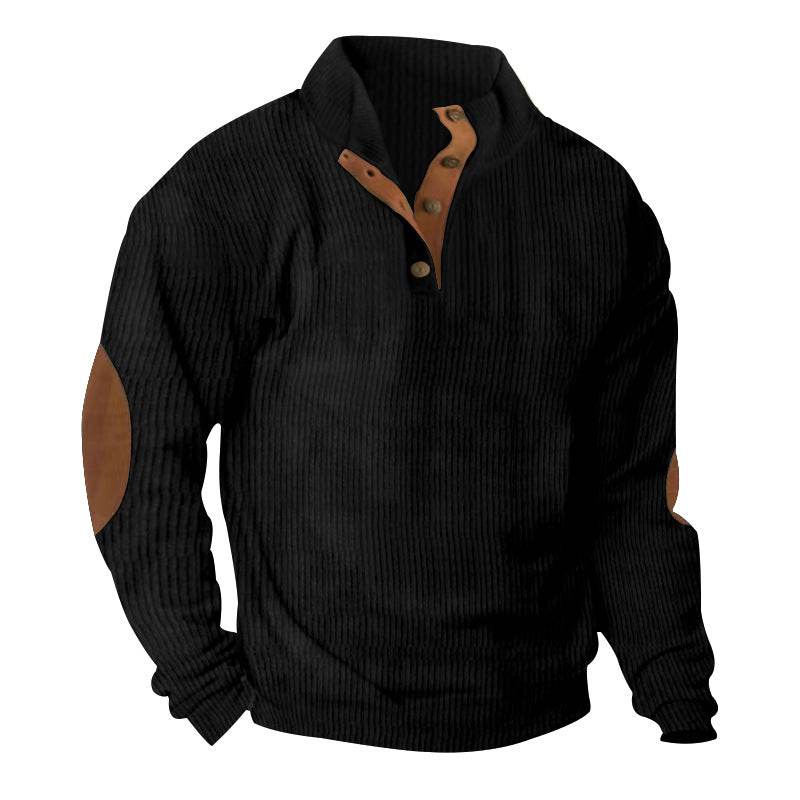 Corduroy Casual Stand Collar Long-sleeved Sweater men - Velora