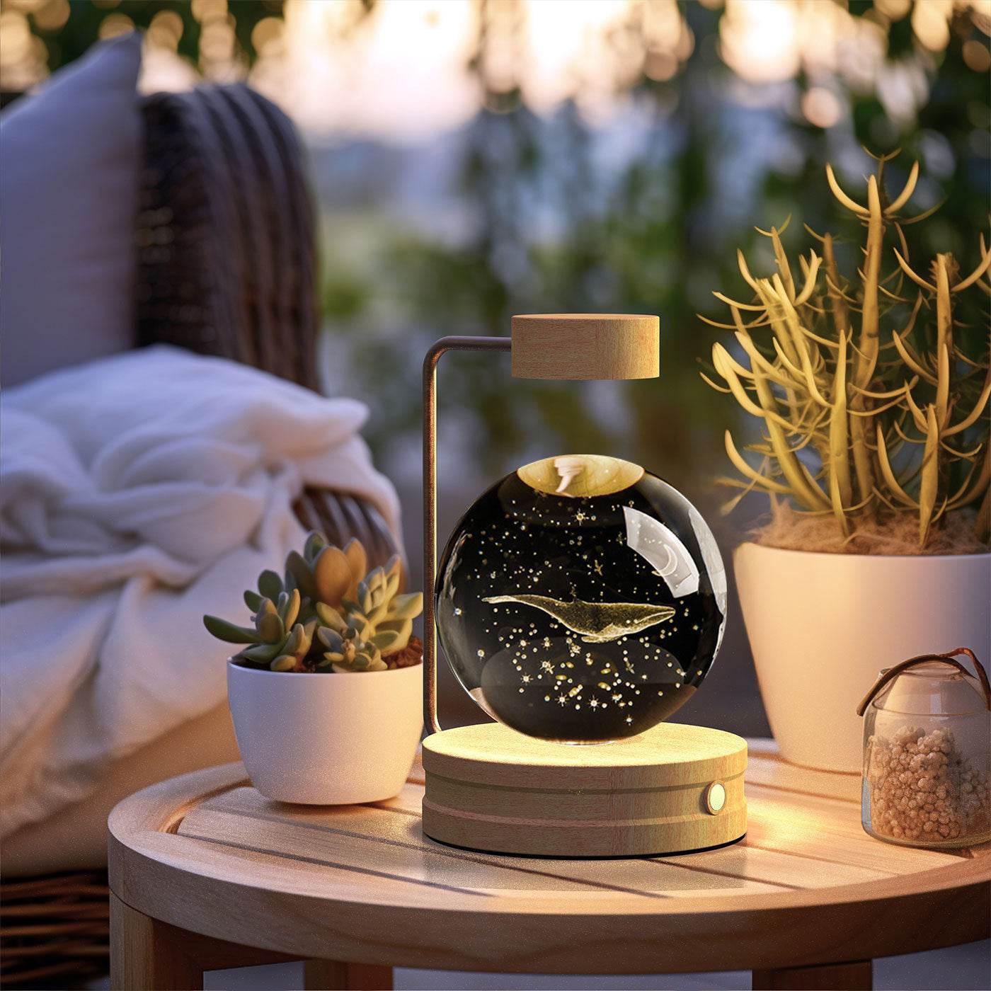 Crystal Ball Cosmic Dinosaur Indoor Night Light USB Power Warm Bedside Light Birthday Gift Night Lamp - Velora