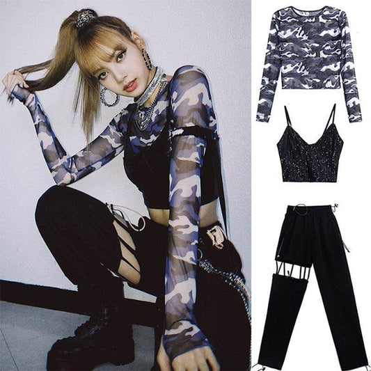 Party Club Dance Hip pop style Two piece Outfit set women - Velora