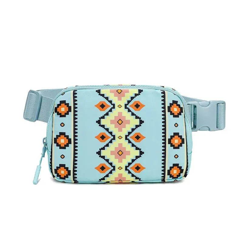 New Bohemian Print Waist Bag With Adjustable Shoulder Strap Fashion Casual Outdoor Running Crossbody Waist Bag For Women - Velora