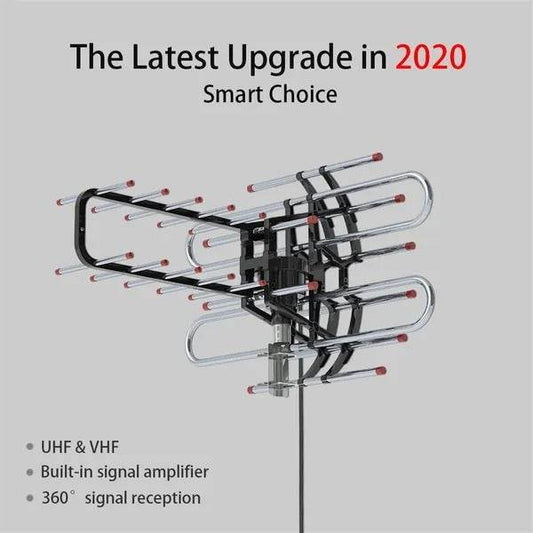 TA-851B 360Rotation UV Dual Frequency 45-860MHz 22-38dB Open Antenna Silver - Velora
