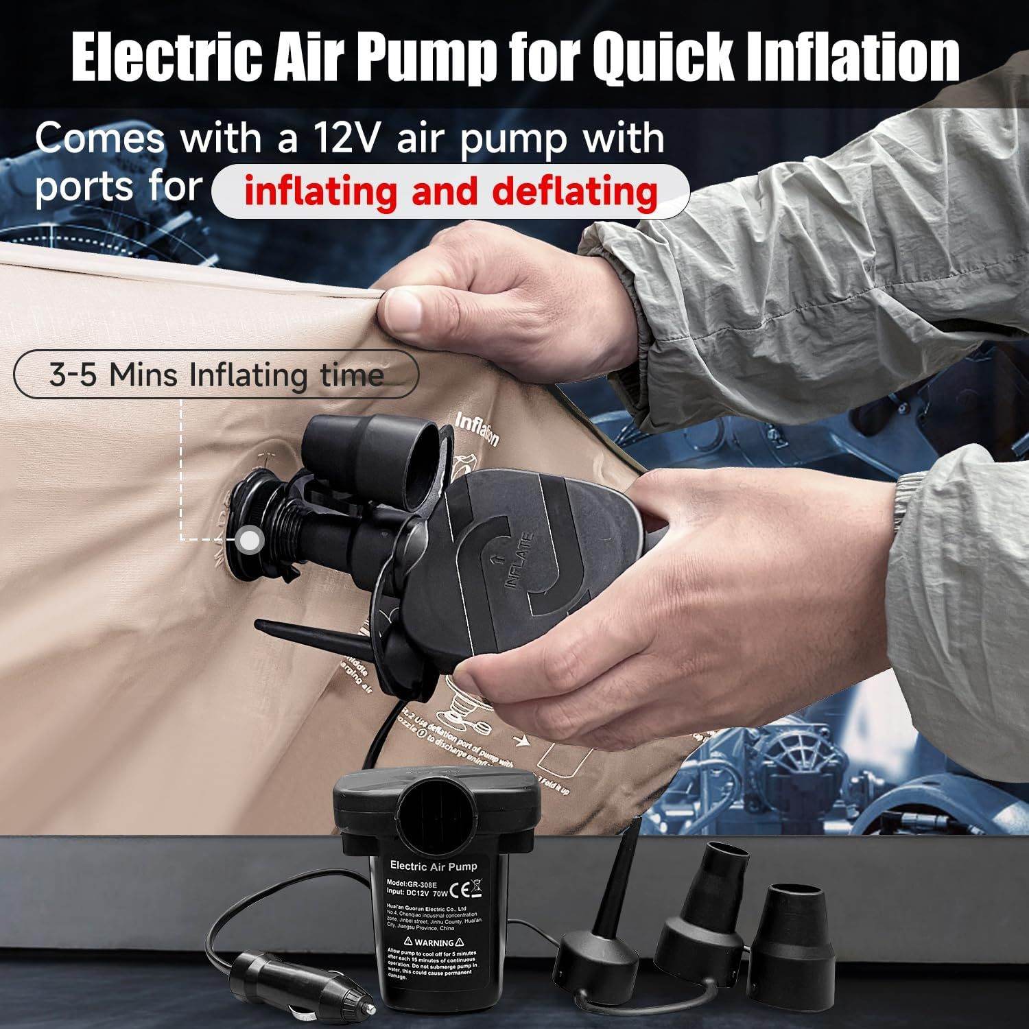 Inflatable Car Truck Outdoor Camping Air Mattress with 2 pillows - Velora