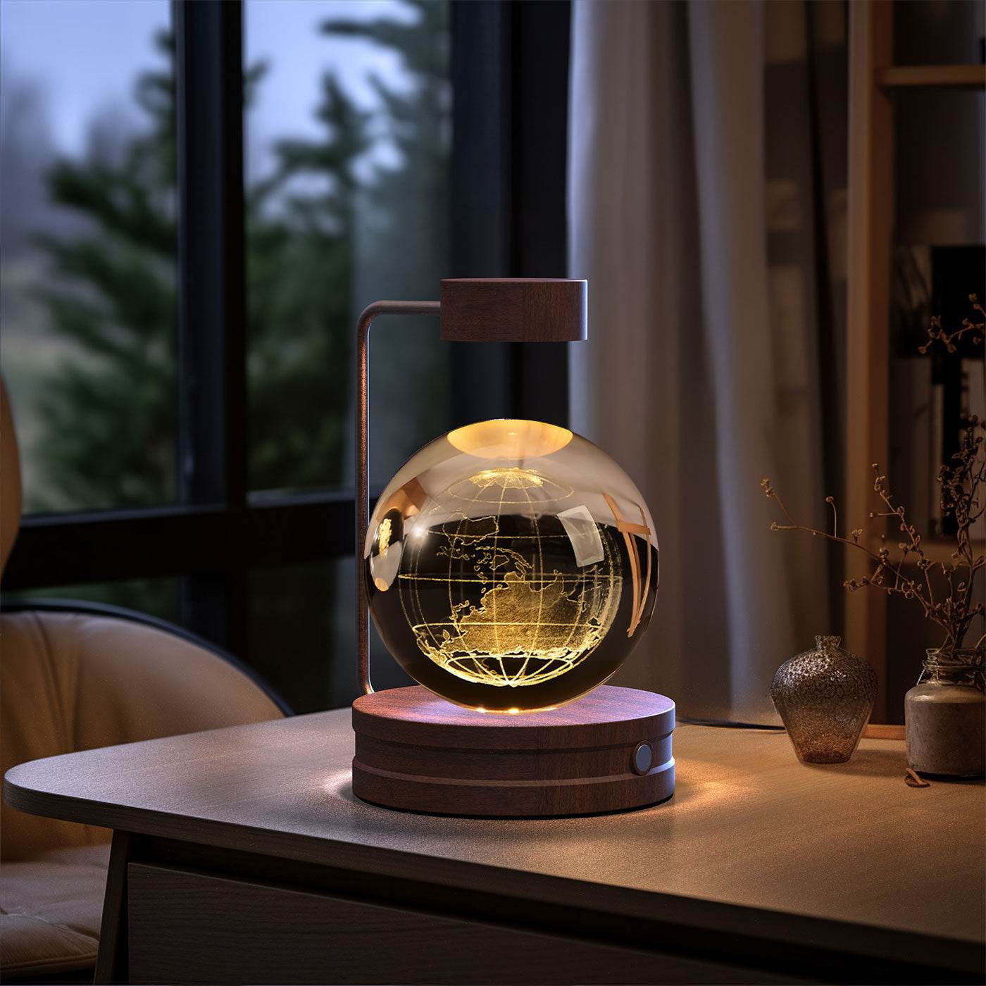 Crystal Ball Cosmic Dinosaur Indoor Night Light USB Power Warm Bedside Light Birthday Gift Night Lamp - Velora