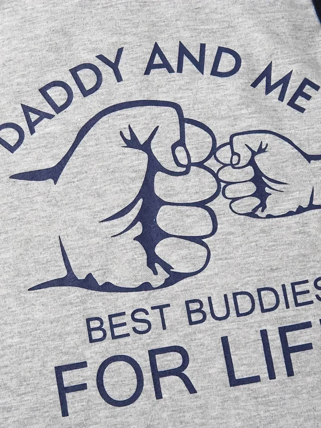 Summer Trendy Boys Letter Fist Print Sleeveless Casual Pants Suit Sleeveless two piece for boys Daddy and me outfit - Velora