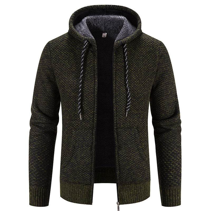 Winter Coat Zipper Closure Solid Color Long Sleeves Drawstring With Hat Keep Warm Casual Thicken Plush Sweater Coat For Daily - Velora