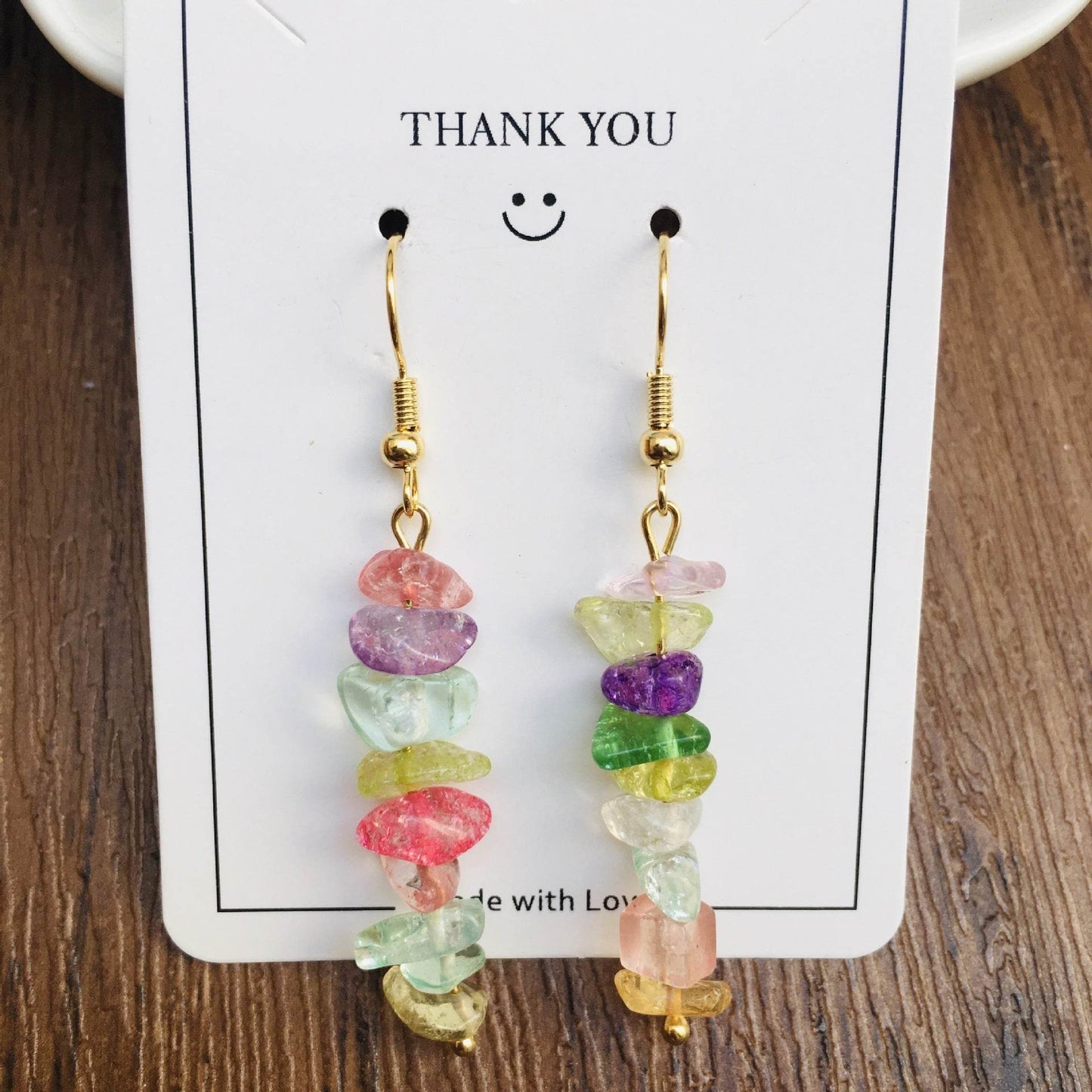 Handmade DIY Natural Crystal Stone Beaded Earrings - Velora