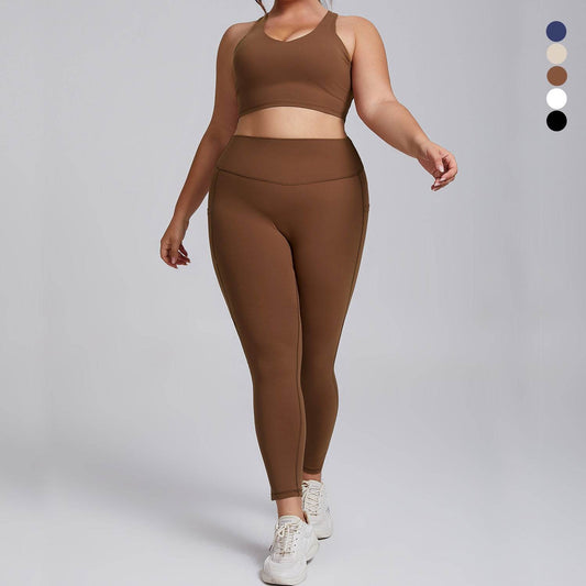 Plus Size Women Sports Workout Gym - Sleeveless Crop and Pant - Velora