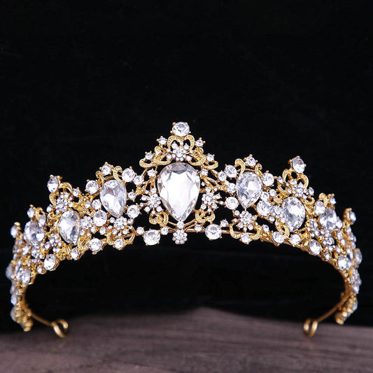 Baroque Rhinestone Crystal Bridal Crown - Velora