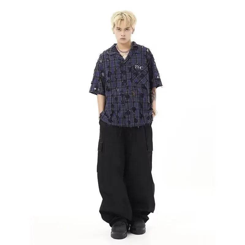 American Vintage Crumpled Multi-pocket Loose Baggy Cargo Pants Men - Velora