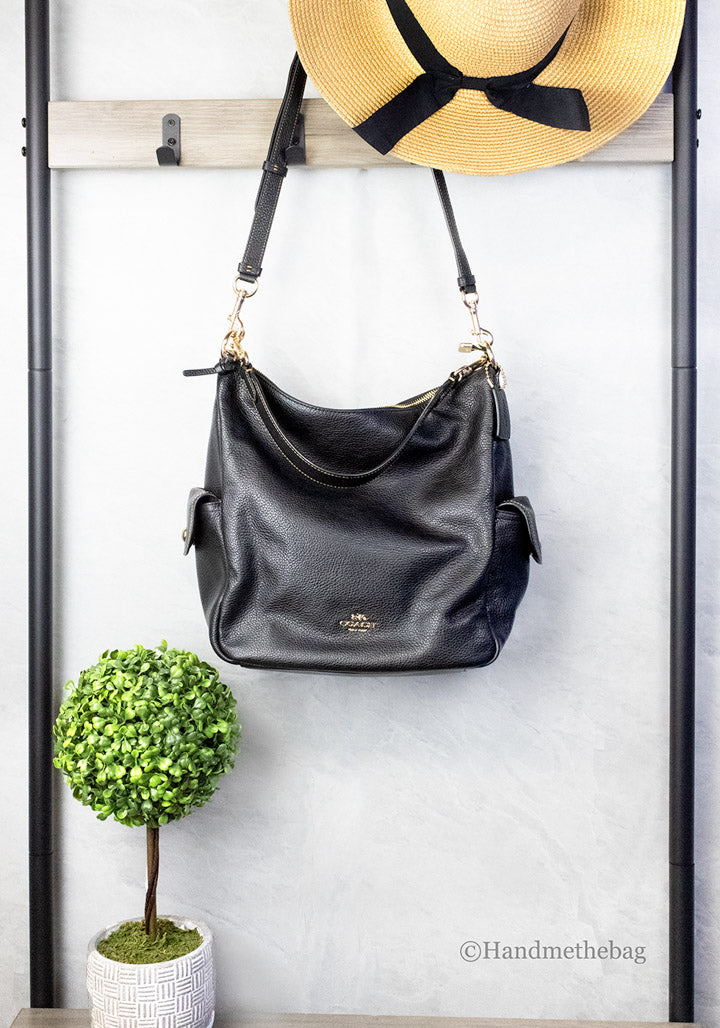 Coach Pennie Elegant Black Leather Convertible Handbag