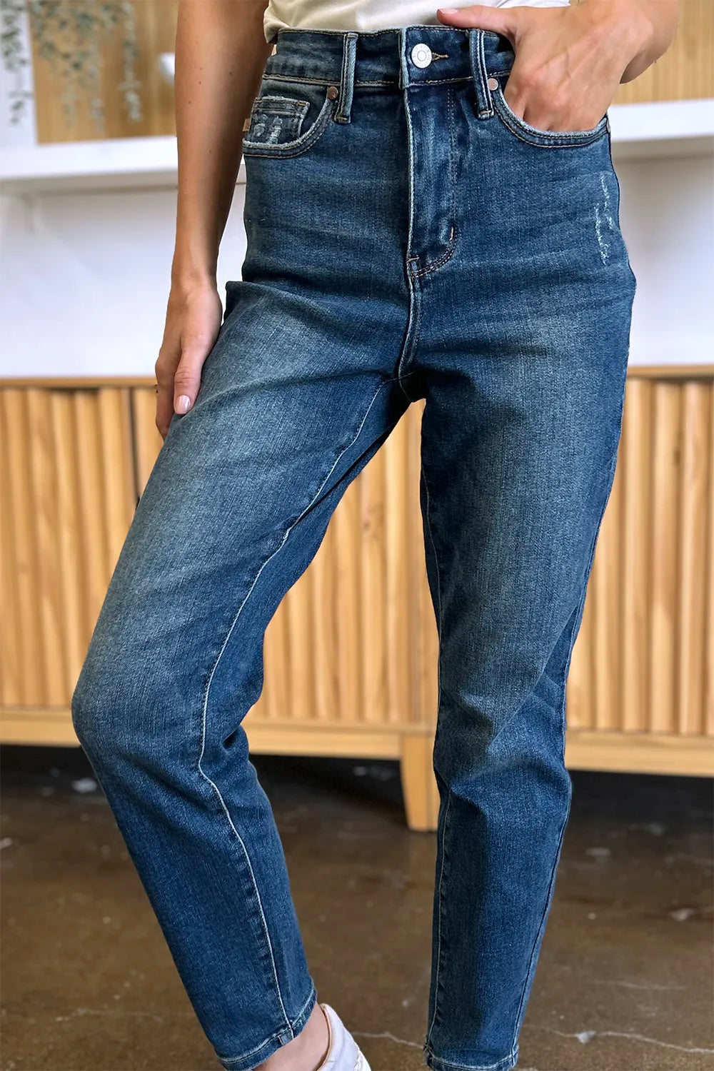 Judy Blue Full Size Tummy Control High Waist Slim Jeans - Velora