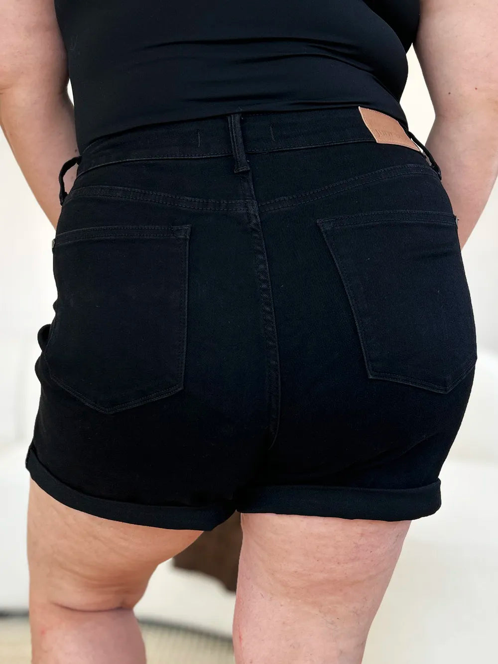 Judy Blue Full Size High Waist Tummy Control Cuffed Denim Shorts - Velora