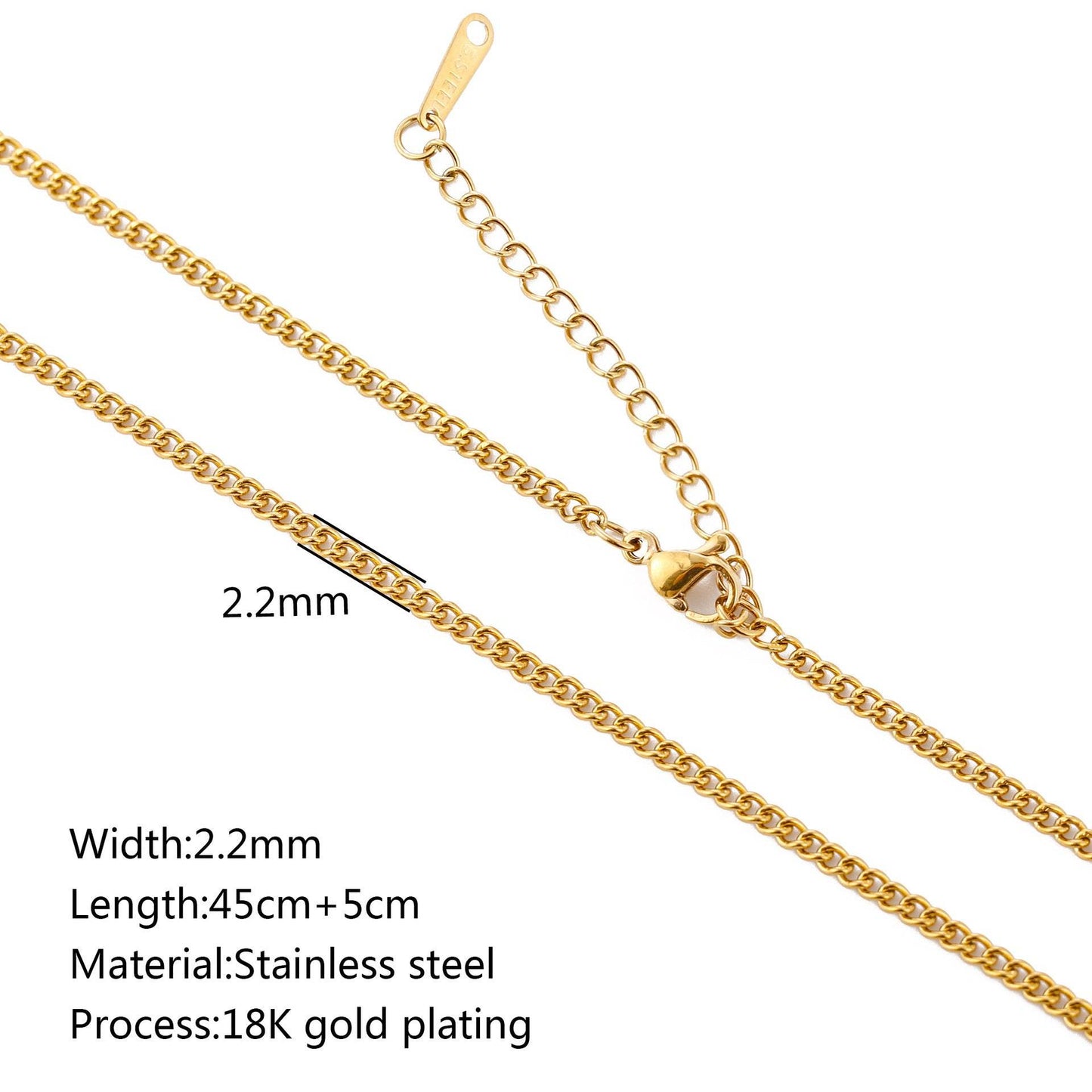 Stainless Steel Vacuum Vapor Plating 18K Gold Color Protection Lip Chain Necklace - Velora