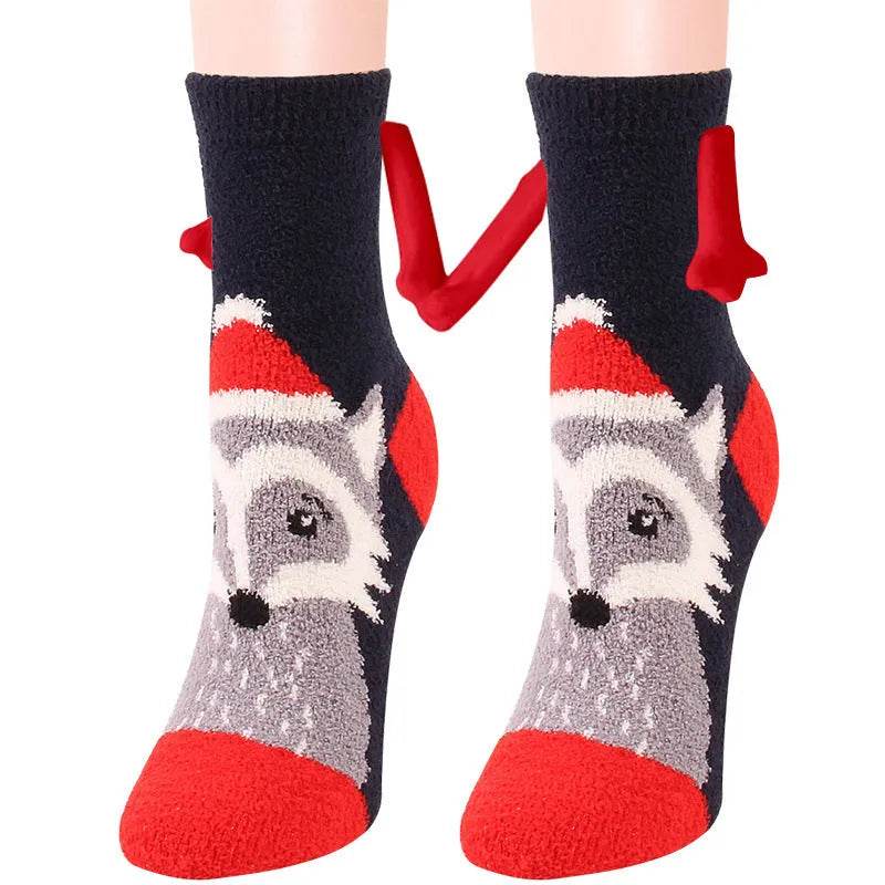 Soft Carton Christmas-themed Fleece Winter Home socks for Women - Velora