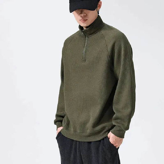 Autumn Winter half zip Stand-collar Fleece Sweatshirt Pullover tops for men - Velora