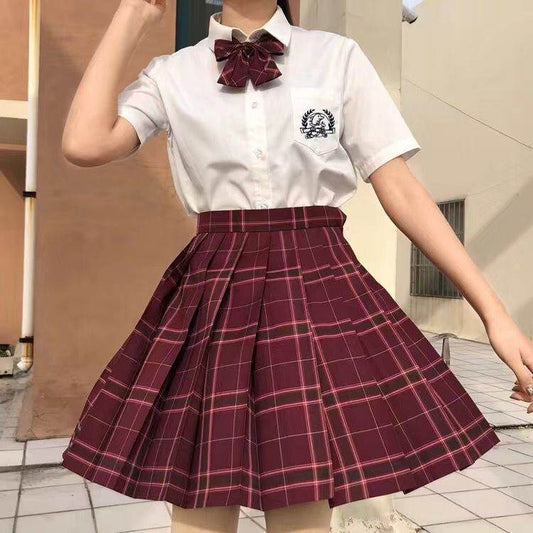 Student Jk Plaid Skirt Preppy Style Mini Pleated Kilt Skirt - Velora