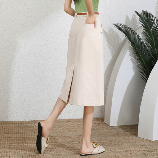 A- Line Temperament Women's Professional Formal Office Work Back Slit Midi business Skirt - Velora