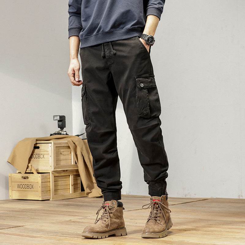 New Retro Ankle-tied Loose Overalls Versatile Casual Cargo Pant men - Velora