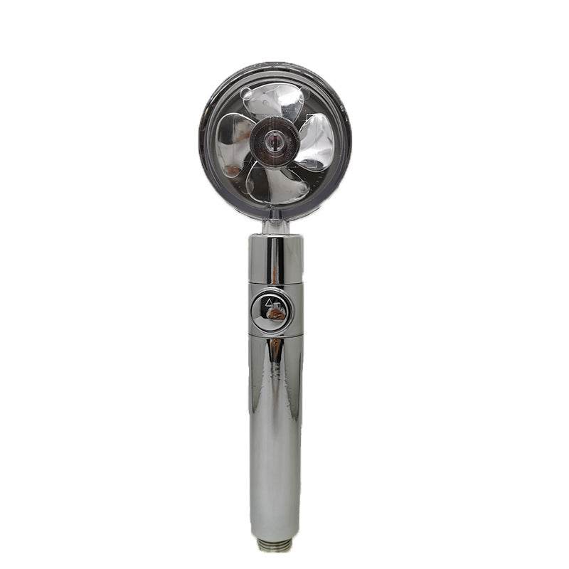 Propeller Driven Shower Head With Stop Button And Cotton Filter Turbocharged High Pressure Handheld Shower Nozzle - Velora