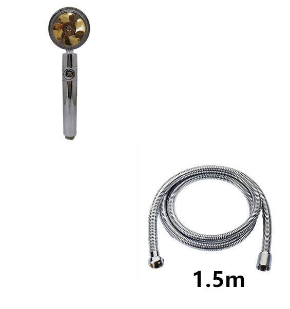 Propeller Driven Shower Head With Stop Button And Cotton Filter Turbocharged High Pressure Handheld Shower Nozzle - Velora
