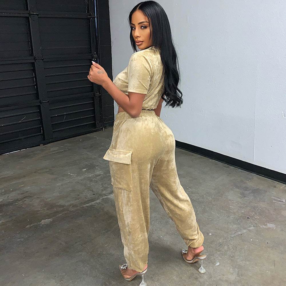 2pcs Fashion Velvet Athleisure Outfit set sweatsuit women - Velora