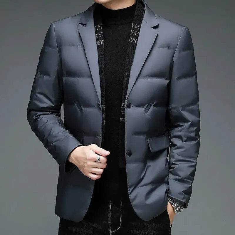 Winter Men's Suit Detachable Scarf Collar Casual Down Jacket - Velora
