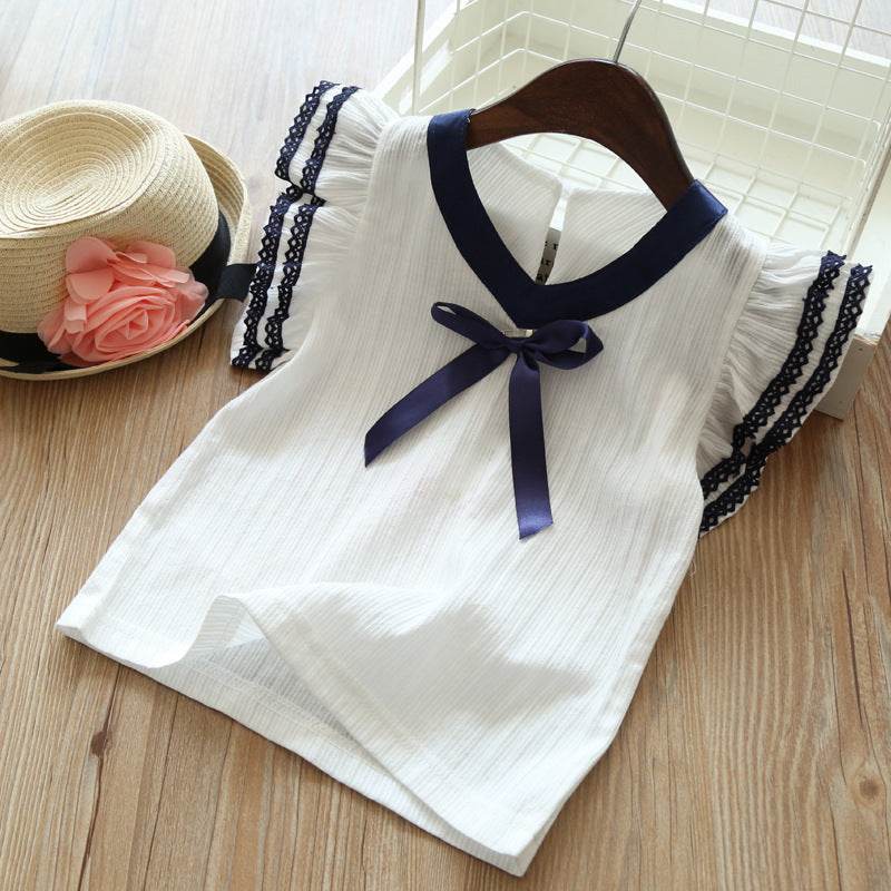 Girls' Suit Children's Clothing Summer Children Ruffled Short Sleeves - Velora