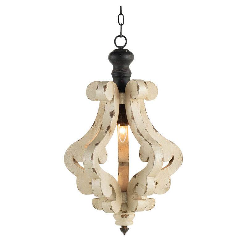 Farmhouse Chandelier, Dilapidated White Chandelier French Country Wood Chandelier For Living Room Foyer, Bulb Not Included - Velora