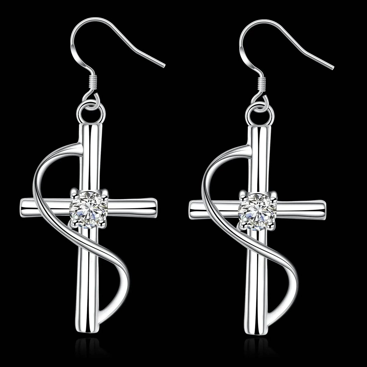 New Cross-border Popular Elongated Silver Dangling drop Earrings - Velora