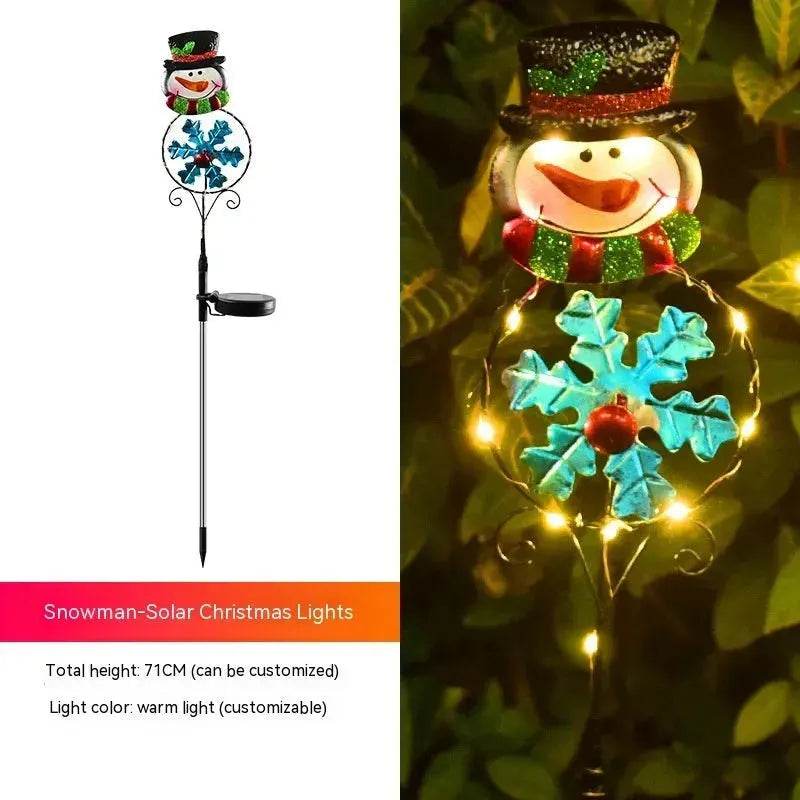 Solar Christmas Led Snowman Elk Ground Plug Light - Velora