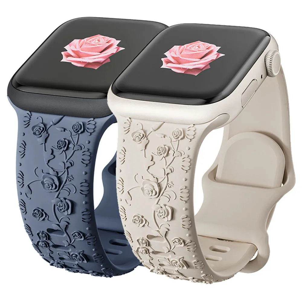 Embossed Rose Silicone Watch Strap - Velora