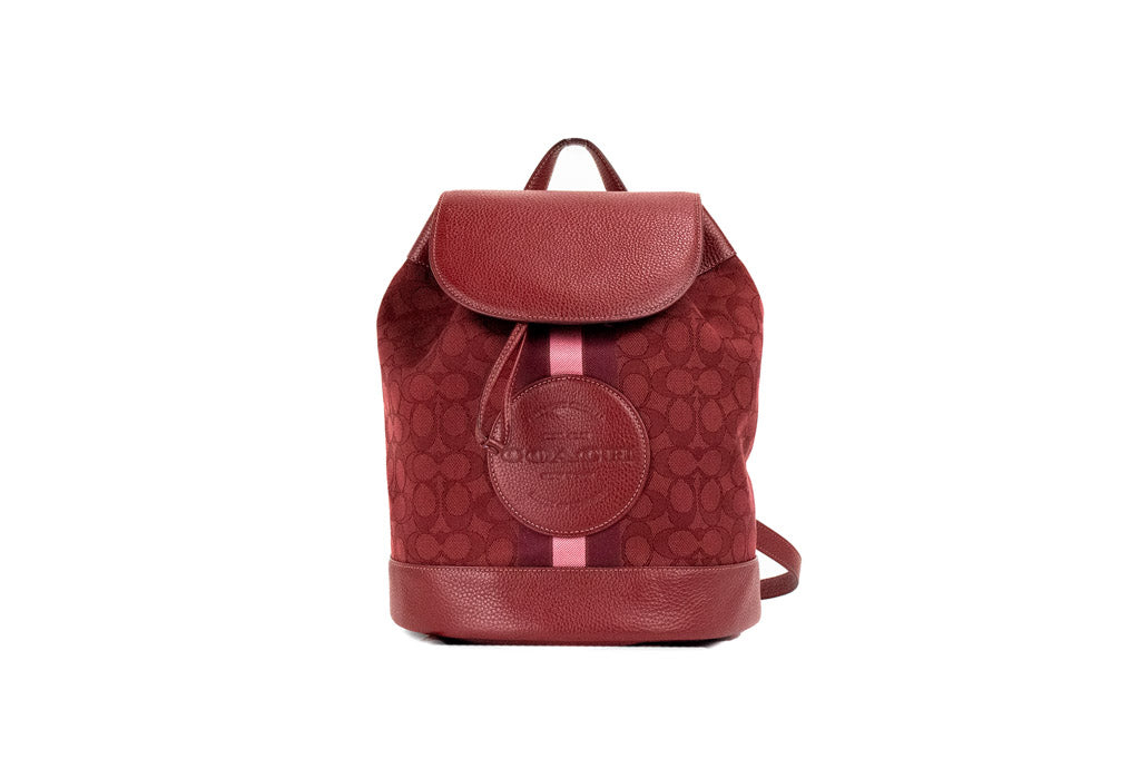Coach Dempsey Signature Jacquard Backpack in Red Apple