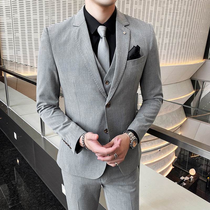 Casual Single Row Buckle Men's Suit Three-piece Suit - Velora